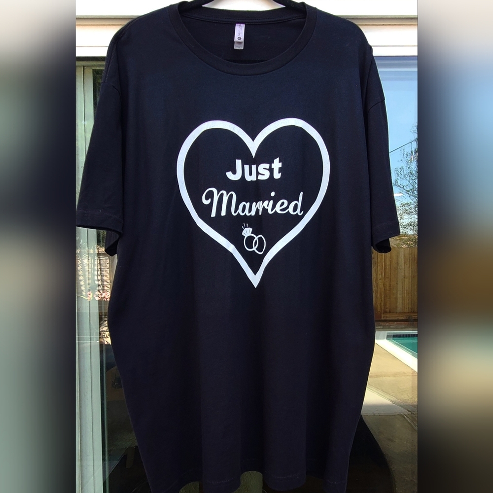 Matching “Just Married” Hubby & Wifey Black Shirts Set of 2 Plus Size XXL 18/20 - Picture 11 of 16